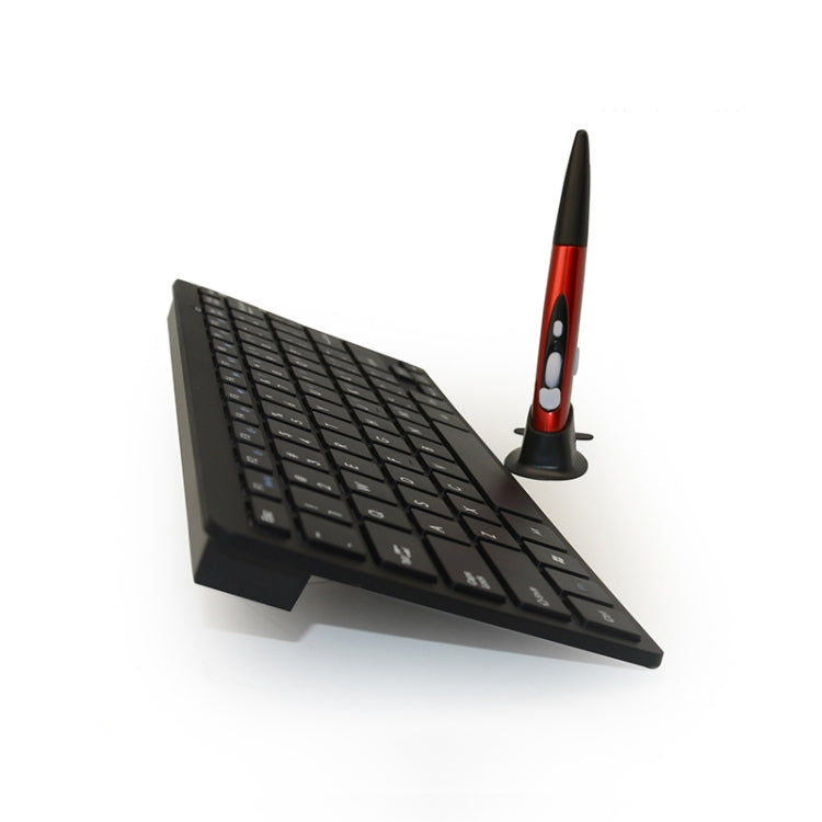 KM-808 2.4GHz Wireless Multimedia Keyboard + Wireless Optical Pen Mouse with USB Receiver Set for Computer PC Laptop, Random Pen Mouse Color Delivery(Black)