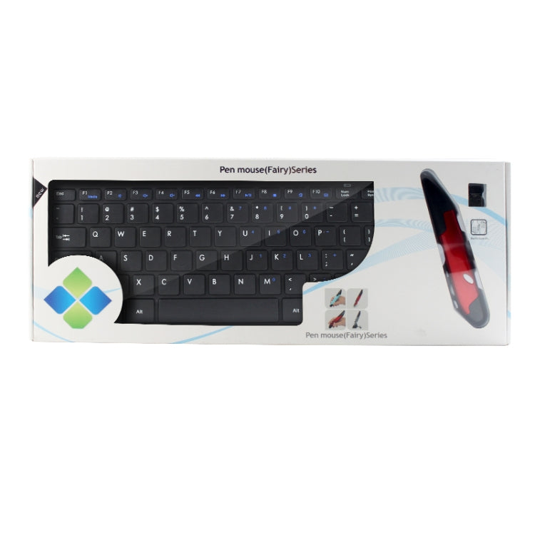 KM-808 2.4GHz Wireless Multimedia Keyboard + Wireless Optical Pen Mouse with USB Receiver Set for Computer PC Laptop, Random Pen Mouse Color Delivery(Black)