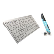 KM-808 2.4GHz Wireless Multimedia Keyboard + Wireless Optical Pen Mouse with USB Receiver Set for Computer PC Laptop, Random Pen Mouse Color Delivery(White)