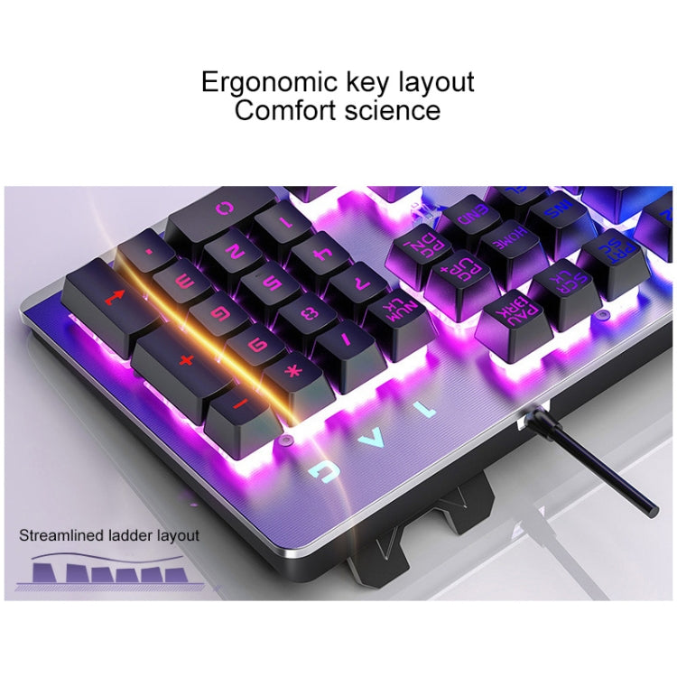 YINDIAO K002 USB Wired Mechanical Feel Orange Backlight Keyboard + Optical Mouse + Headset Set(Black)