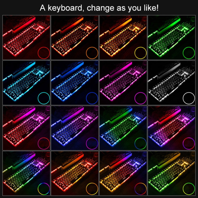 YINDIAO K002 USB Wired Mechanical Feel Sound Control RGB Backlight Keyboard + Optical Silent Mouse + Headset Set(Black)