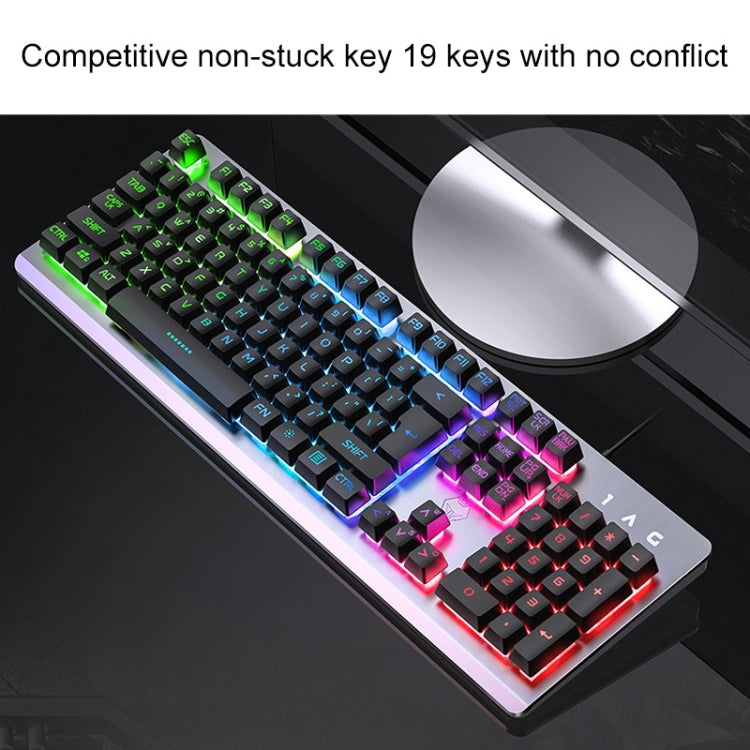 YINDIAO K002 USB Wired Mechanical Feel Sound Control RGB Backlight Keyboard + Optical Silent Mouse + Headset Set(Black)