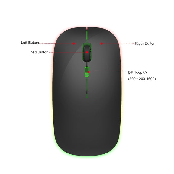 HXSJ M40 4 Key 2.4G Colorful Wireless Silent Mouse (Black)