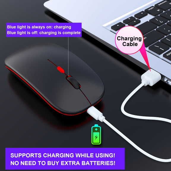 HXSJ M40 4 Key 2.4G Colorful Wireless Silent Mouse (Black)