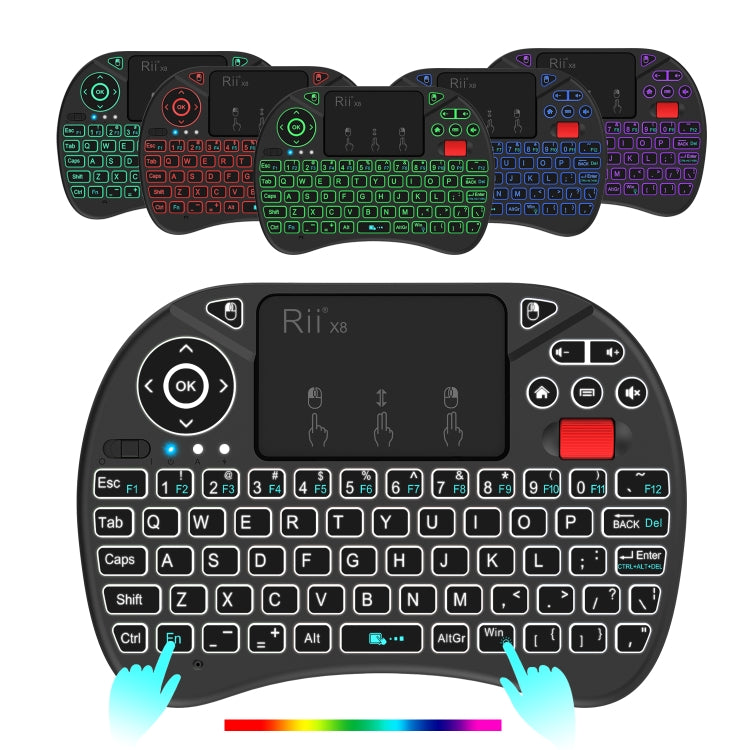 Rii X8 RT716 2.4GHz Mini Wireless QWERTY 71 Keys Keyboard, 2.5 inch Touchpad Combo with Backlight(Black)