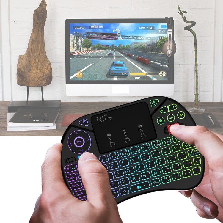 Rii X8 RT716 2.4GHz Mini Wireless QWERTY 71 Keys Keyboard, 2.5 inch Touchpad Combo with Backlight(Black)