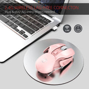 HXSJ T37 2.4GHz 1600dpi 3-modes Adjustable Wireless Mute Mouse (Pink)