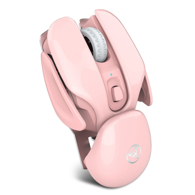 HXSJ T37 2.4GHz 1600dpi 3-modes Adjustable Wireless Mute Mouse (Pink)