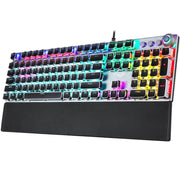 AULA F2088 108 Keys Mixed Light Plating Punk Mechanical Blue Switch Wired USB Gaming Keyboard with Metal Button(Silver)