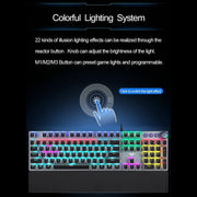 AULA F2088 108 Keys Mixed Light Plating Punk Mechanical Blue Switch Wired USB Gaming Keyboard with Metal Button(Silver)