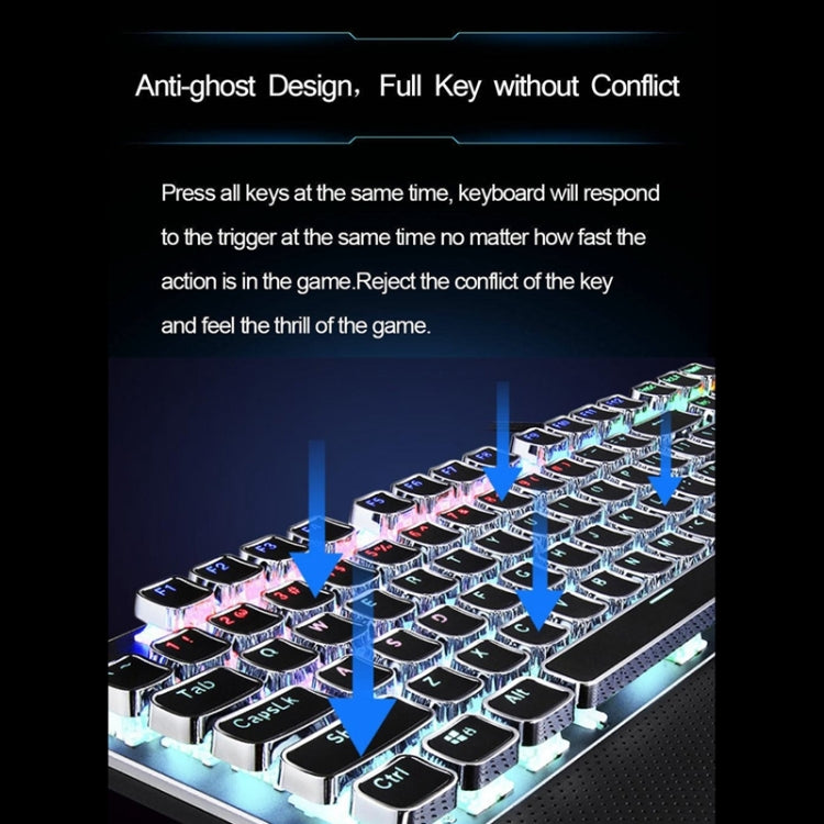 AULA F2088 108 Keys Mixed Light Mechanical Blue Switch Wired USB Gaming Keyboard with Metal Button(Black)