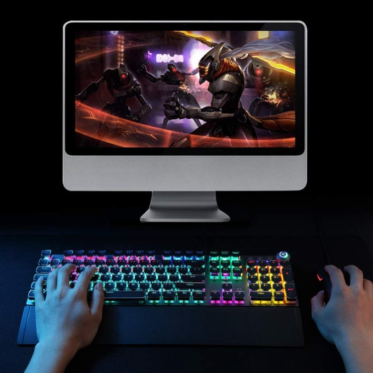 AULA F2088 108 Keys Mixed Light Mechanical Blue Switch Wired USB Gaming Keyboard with Metal Button(Black)