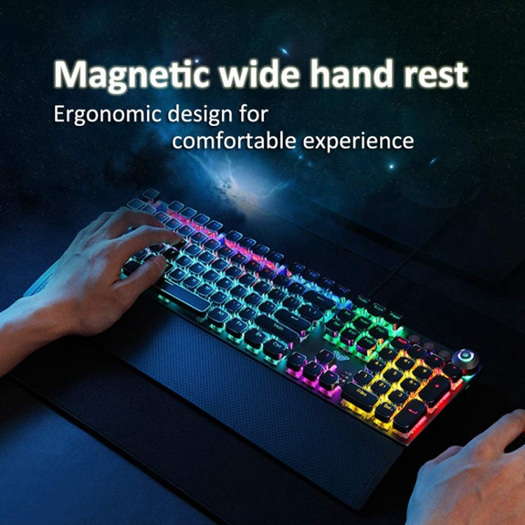 AULA F2088 108 Keys Mixed Light Mechanical Blue Switch Wired USB Gaming Keyboard with Metal Button(Black)