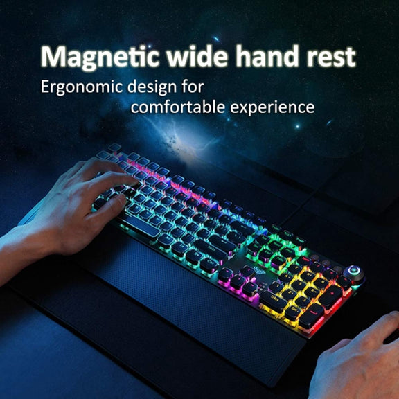 AULA F2088 108 Keys Mixed Light Mechanical Blue Switch Wired USB Gaming Keyboard with Metal Button(Black)