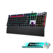 AULA F2088 108 Keys Mixed Light Mechanical Blue Switch Wired USB Gaming Keyboard with Metal Button(Black)