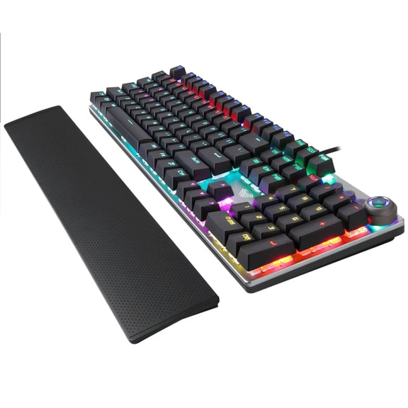 AULA F2088 108 Keys Mixed Light Mechanical Blue Switch Wired USB Gaming Keyboard with Metal Button(Black)