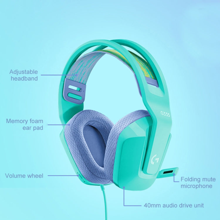 Logitech G335 Foldable Wired Gaming Headset with Microphone (Green)