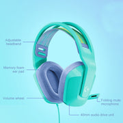 Logitech G335 Foldable Wired Gaming Headset with Microphone (Green)