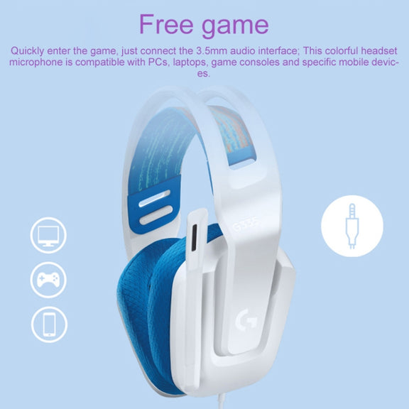 Logitech G335 Foldable Wired Gaming Headset with Microphone (Green)
