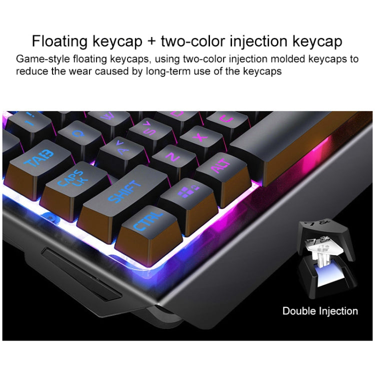 YINDIAO V2 Mechanical Feel Gaming Keyboard Mouse Set (White Rainbow Light)