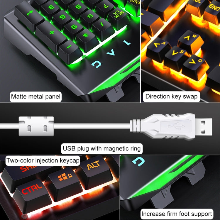 YINDIAO V2 Mechanical Feel Gaming Keyboard Mouse Set (White Rainbow Light)