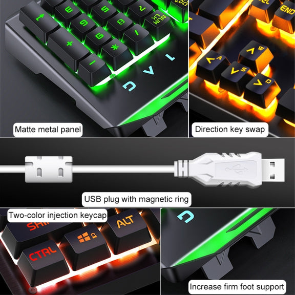 YINDIAO V2 Mechanical Feel Gaming Keyboard Mouse Set (White Rainbow Light)
