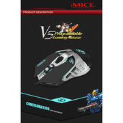 iMICE V5 USB 7 Buttons 4000 DPI Wired Optical Colorful Backlight Gaming Mouse for Computer PC Laptop (White)