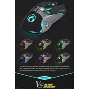 iMICE V5 USB 7 Buttons 4000 DPI Wired Optical Colorful Backlight Gaming Mouse for Computer PC Laptop (White)