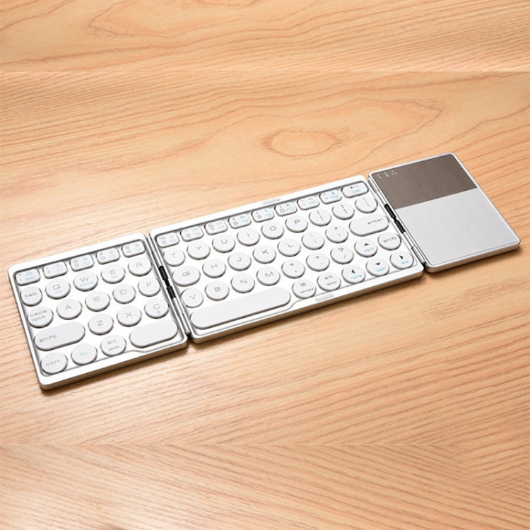 GK408 Three-fold Rechargeable Wireless Bluetooth Keyboard with Touchpad, Support Android / IOS / Windows (Silver)