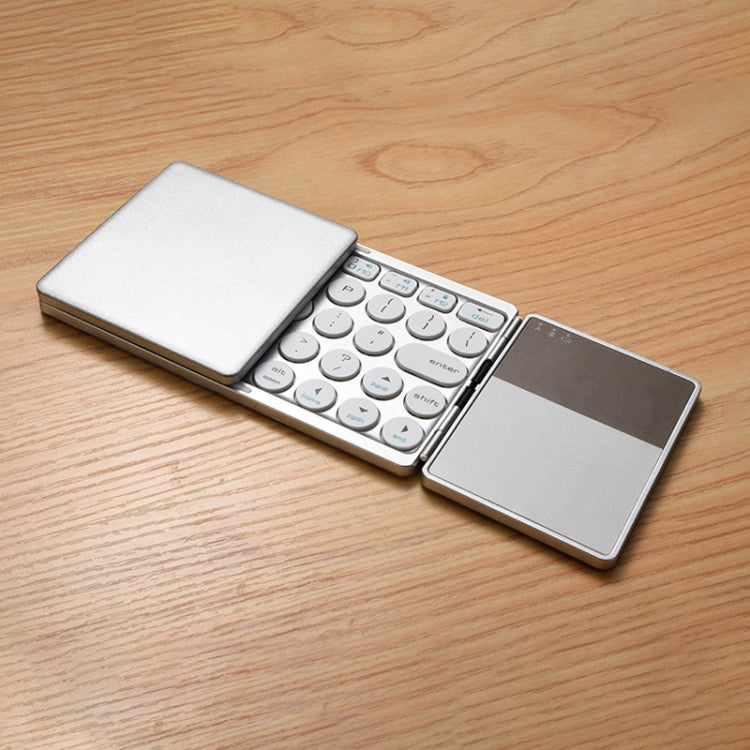 GK408 Three-fold Rechargeable Wireless Bluetooth Keyboard with Touchpad, Support Android / IOS / Windows (Silver)