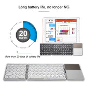 GK408 Three-fold Rechargeable Wireless Bluetooth Keyboard with Touchpad, Support Android / IOS / Windows (Silver)