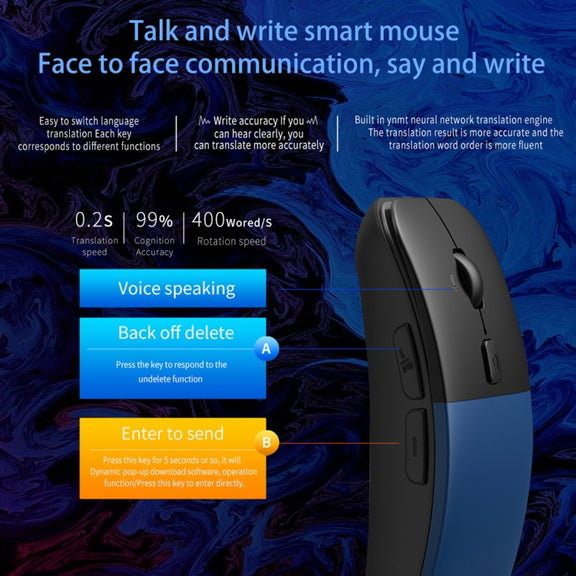 Boeleo BM01 Smart Voice Language Translation Wireless Mouse(Blue)