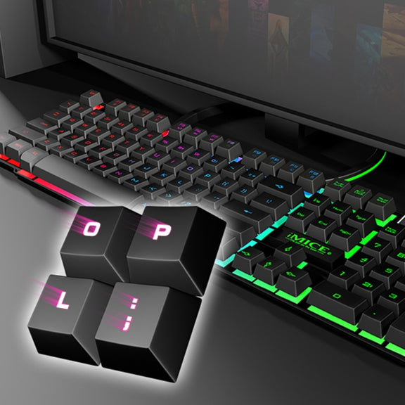 iMICE AK-600 Wired USB Floating Keycap Characters Glow Backlit Gaming Keyboard(Black)