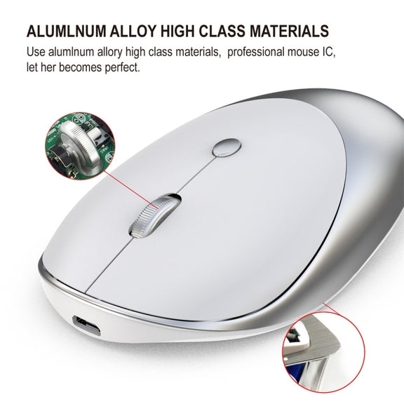 HXSJ T36 2.4G Bluetooth 5.0+3.0 Three-mode Silent Design Wireless Bluetooth Mouse (Silver)