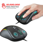 HXSJ J300 7 Keys RGB Lighting Programmable Gaming Wired Mouse(Black)