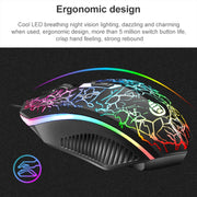 SHIPADOO D620 104-key Wired RGB Color Cracked Backlight Gaming Keyboard Mouse Kit for Laptop, PC