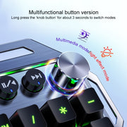 YINDIAO K100 USB Metal Mechanical Gaming Wired Keyboard, Mixed Light Blue Shaft (White)