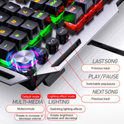 YINDIAO K100 USB Metal Mechanical Gaming Wired Keyboard, Mixed Light Blue Shaft (White)