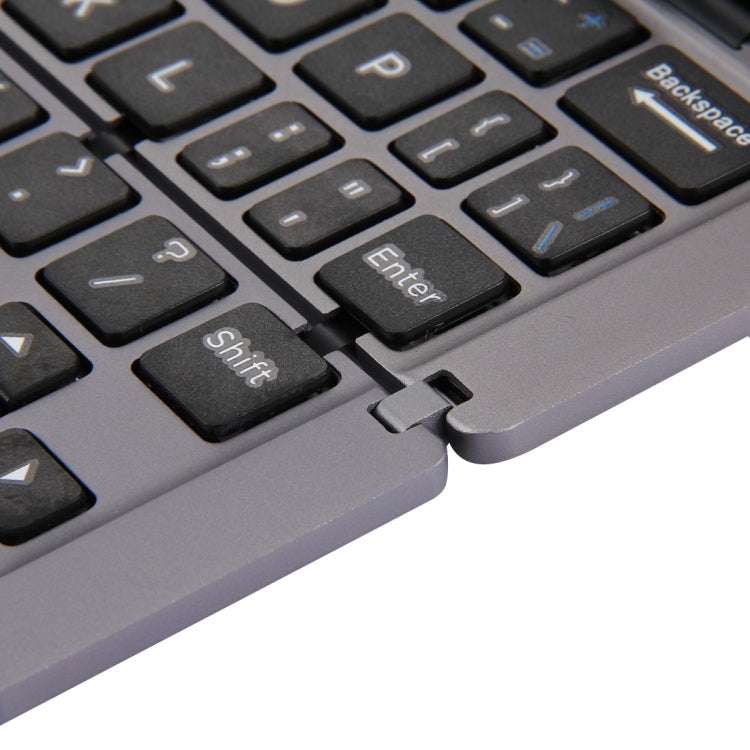 F18 Ultra-slim Rechargeable Foldable 58 Keys Bluetooth Wireless Keyboard with Holder (Grey)