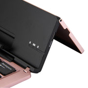 F18 Ultra-slim Rechargeable Foldable 58 Keys Bluetooth Wireless Keyboard with Holder(Rose Gold)
