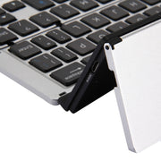 F18 Ultra-slim Rechargeable Foldable 58 Keys Bluetooth Wireless Keyboard with Holder (Silver)
