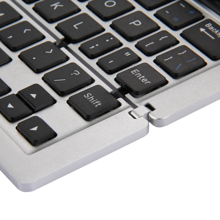 F18 Ultra-slim Rechargeable Foldable 58 Keys Bluetooth Wireless Keyboard with Holder (Silver)