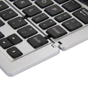 F18 Ultra-slim Rechargeable Foldable 58 Keys Bluetooth Wireless Keyboard with Holder (Silver)