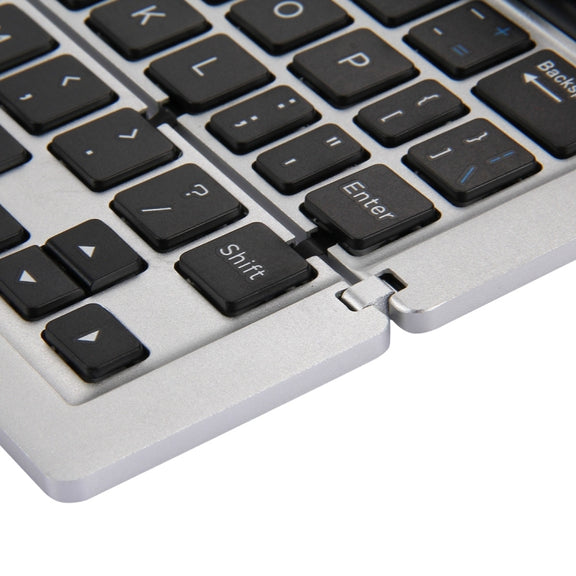 F18 Ultra-slim Rechargeable Foldable 58 Keys Bluetooth Wireless Keyboard with Holder (Silver)