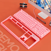 YINDIAO K300 USB Detachable Panel Mechanical Lighting Blue Shaft Gaming Wired Keyboard (Pink)