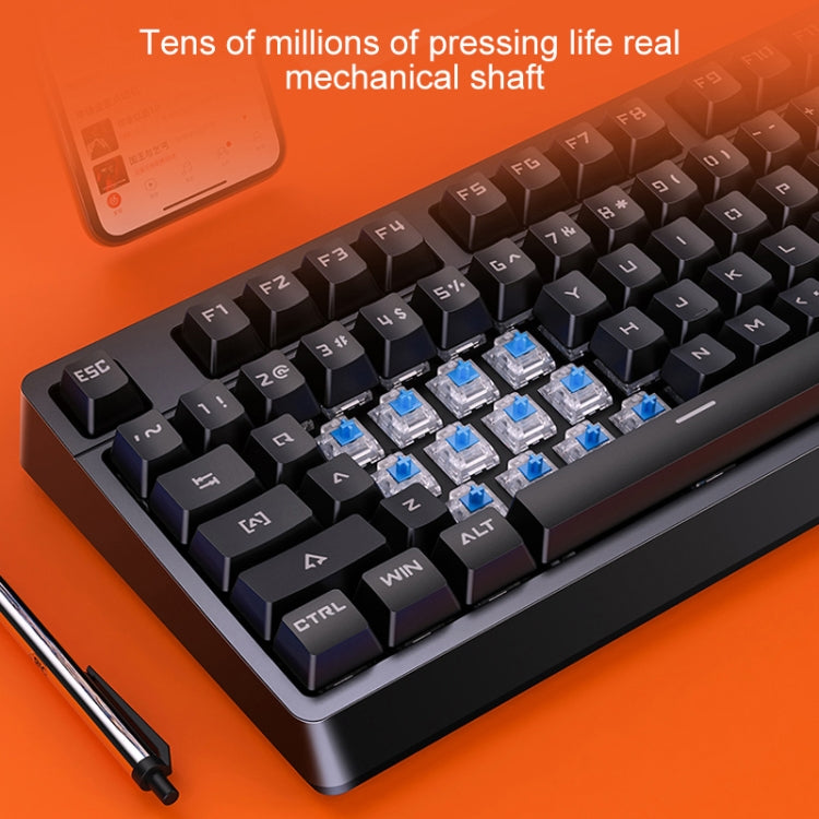 YINDIAO K300 USB Detachable Panel Mechanical Lighting Blue Shaft Gaming Wired Keyboard(Black)