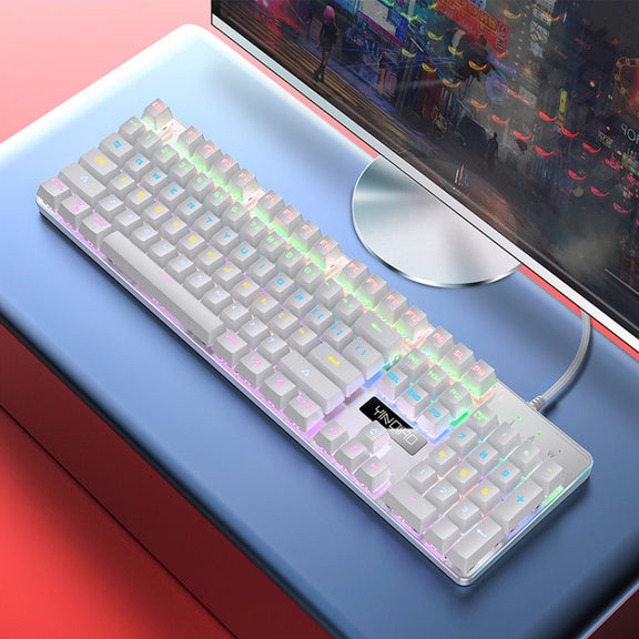 YINDIAO ZK-3 USB Mechanical Gaming Wired Keyboard, Black Shaft (White)