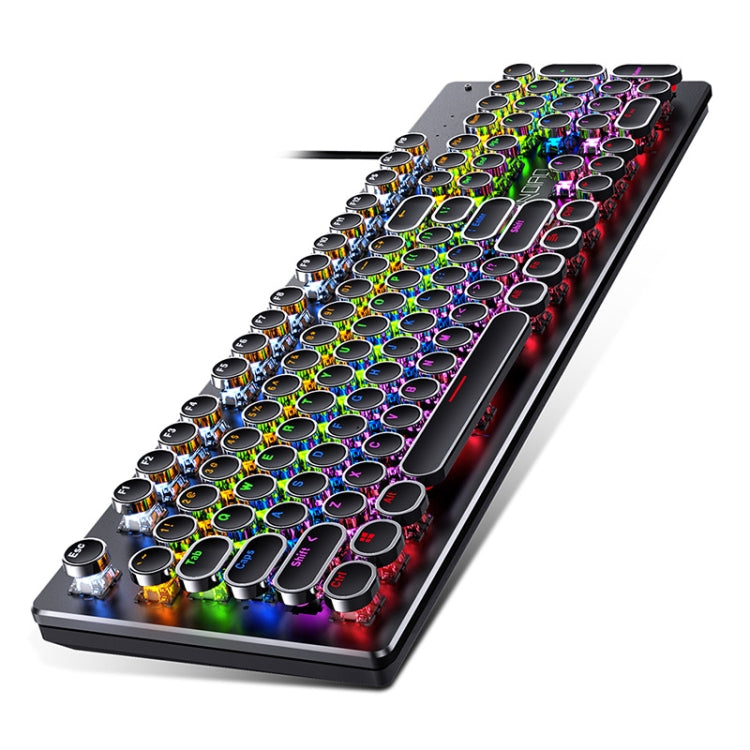YINDIAO Electroplating Punk Mixed Light USB Mechanical Gaming Wired Keyboard, Blue Shaft (White)