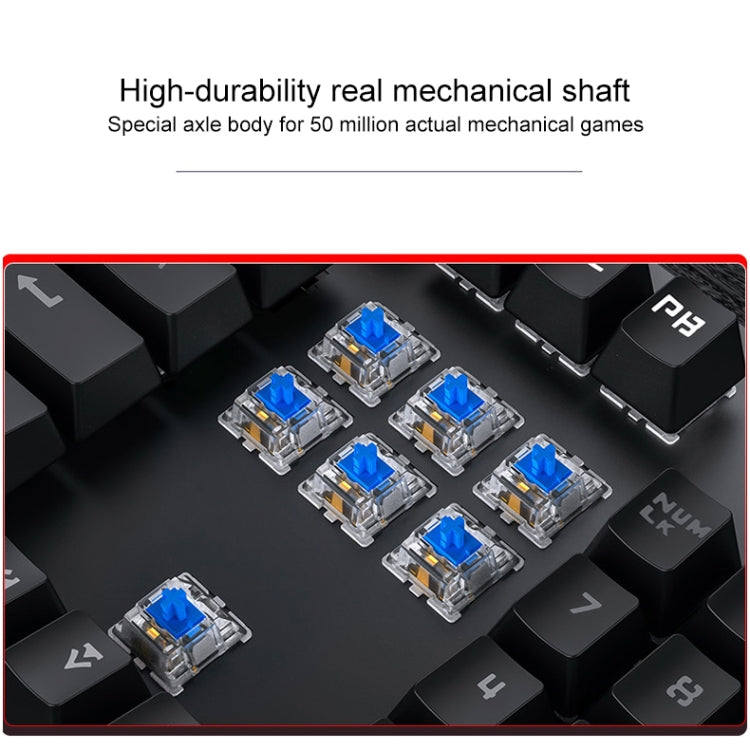 YINDIAO Electroplating Punk Mixed Light USB Mechanical Gaming Wired Keyboard, Blue Shaft (White)