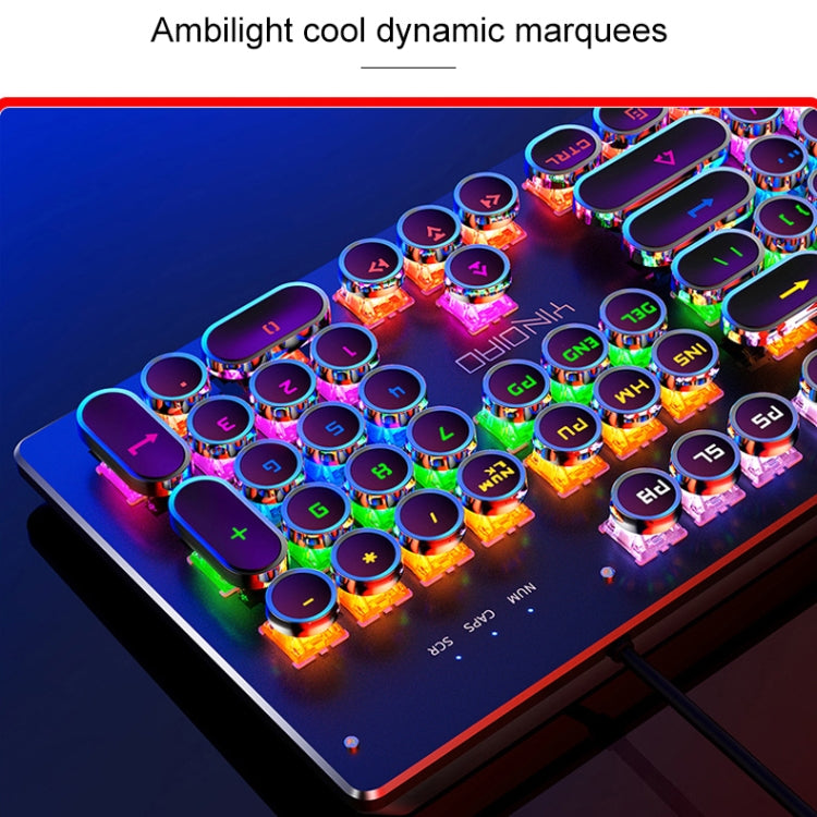YINDIAO Electroplating Punk Mixed Light USB Mechanical Gaming Wired Keyboard, Blue Shaft (White)